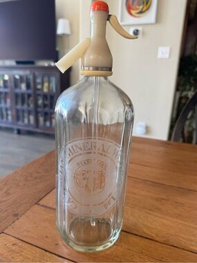 Vintage Cambrian Mineral Water Glass Seltzer Bottle from Bolton England